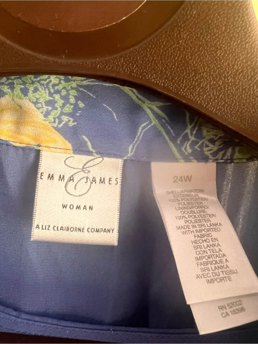 Emma James 24W Blue Floral 2 Pc Jacket Shell Tank Set Plus Size  Liz Claiborne